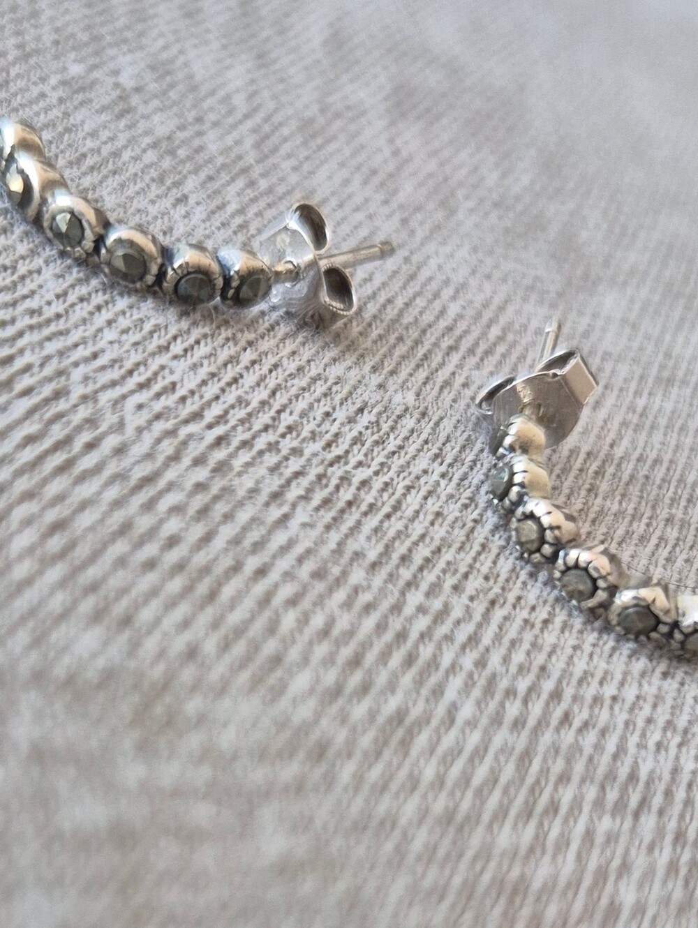 Sterling Silver Marquesite Earrings - Silver